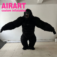 Costume de gorille gonflable de fête de lycée, singe noir gonflable pour fête d'halloween