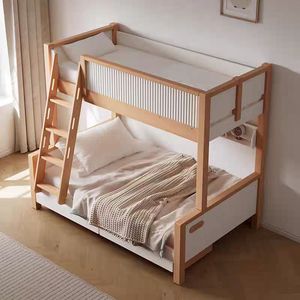 Lit superposé en bois coloré tendance 2026 avec toboggan pour enfants, filles et garçons, ensemble de chambre à coucher princesse - Product Image 4