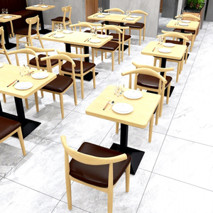 Table de salle à manger moderne en bois massif avec chaises - Prix usine - Mobilier commercial pour restaurants, clubs, fast-foods et bars - Product Image 2