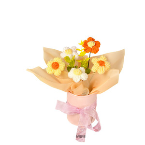 Fini bricolage câlin seau tricoté <span class=keywords><strong>tournesol</strong></span> Rose oeillet bouffée populaire Festival Bouquet laine simulé fleur ornement - Product Image 5