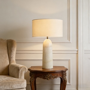 Lámpara de Mesa de Ónix de Diseño Europeo Moderno, Características Flexibles, Acabado de Mármol Pulido, Cerámica <span class=keywords><strong>para</strong></span> Interiores y Exteriores, <span class=keywords><strong>para</strong></span> Dormitorio, Villa - Product Image 1