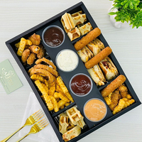Emballage écologique pour boulangerie : boîte à crêpes, mini-crêpes, gâteaux, gaufres, pâtisseries, churros avec support pour coupelle de sauce