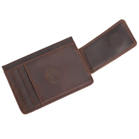 Dompet Kulit Full Grain Tipis untuk Pria Gaya Vintage, Tempat Kartu RFID dengan Magnet Kuat & Penjepit Uang di Saku Depan