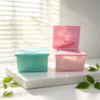 Pot cosmétique vide en PP de 650 ml avec couvercle à clapet, pour lingettes humides, tampons de coton, crème, pince à épiler, rose, vert menthe, anti-poussière, logo personnalisé, OEM ODM, vente en gros