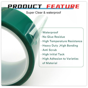 Cinta adhesiva de silicona de poliéster PET verde de alta temperatura multiusos para uso industrial - Product Image 2