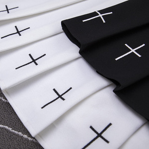 กระโปรงจีบปักสีดำและสีขาวเอวสูงสไตล์เกาหลีสำหรับฤดูร้อน - Product Image 6