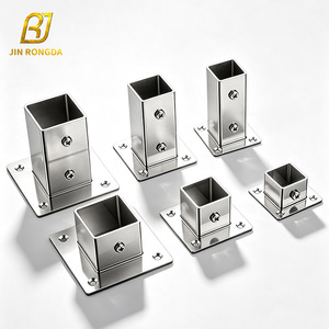 Support universel en acier inoxydable Jin Rongda pour tube carré avec base à bride, pour connecteur de tringle à vêtements de rack - Product Image 1