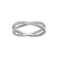 Mode Coréenne Croix Conception Personnalité De Luxe Strass En Acier Inoxydable X Forme Anneau