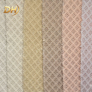 Tissu en maille à petits trous en fil épais tricoté, avec des paillettes fines or et argent, pour empeigne de chaussures décontractées - Product Image 3