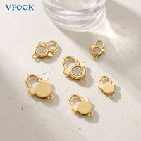 Connecteurs de bijoux VFOOK multi-tailles motif Mickey, fermoirs mousquetons en or massif 18 carats résistants à l'usure pour assemblage DIY