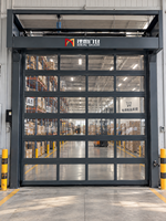 Porte de garage pliante à cadre en aluminium avec panneaux en verre transparent