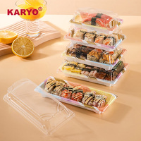 KARYO 1102 Boîte d'emballage élégante anti-buée en plastique de qualité alimentaire pour sashimi Boîte à sushi rectangulaire à emporter avec couvercle