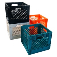 Boîte de rangement pour disques vinyles en forme de caisse à lait |   Plastique pliable écologique, recyclable, empilable, emboîtable et perforé en maille