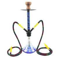 Set de Narguile con Diseño de Telaraña Colorida - 1 Tubo de Aluminio con Base de Vidrio Transparente para Salón de Shisha / Bar de Narguile