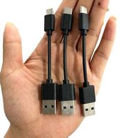 Câble de charge rapide USB Type-C 2A 10 cm durable, couleur noire, avec conducteur en cuivre pur et blindage tressé pour batteries externes et enceintes
