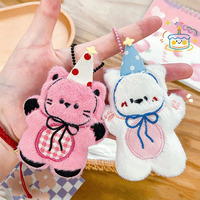 Porte-clés en peluche tendance et mignon, vente en gros, petit animal en peluche, cadeau assorti pour meilleur ami, breloque légère pour sac, pendentif pour sac chat et lapin