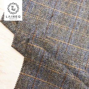 England Harris Style Blue Check 100% Wool <strong>Tweed</strong> Fabric for Coats / <strong>Suit</strong> - Product Image 5