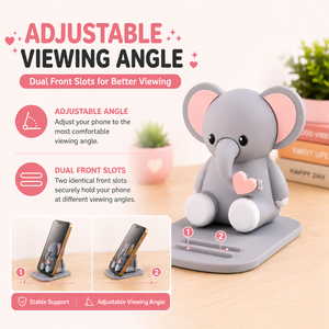 Benzersiz Sevimli Fil Masaüstü Telefon Standı Çift Yuvalı Masa Süsü PVC Karikatür Fil Telefon Tutucu Çocuklar Kızlar için Hediye Ofis - Product Image 3