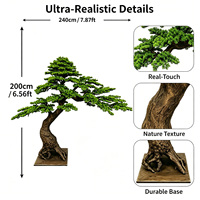 Arbre artificiel en forme de S spectaculaire, faux cyprès bonsaï de 200 cm avec base carrée pour la décoration de galeries d'art, musées et places d'entreprises
