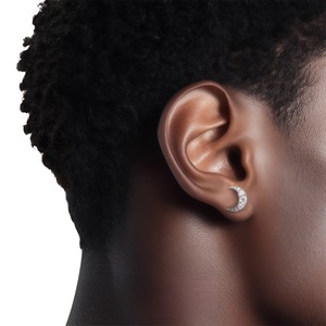 Sun Moon Star Diamond Stud Earrings S925 Silver Round Brilliant Cut Unisex Everyday Wear - Product Image 2