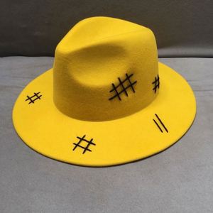 High Quality Yellow Chin Strap Felt Fedora 100% Wool Vintage Fedora Hats Women - Product Image 3