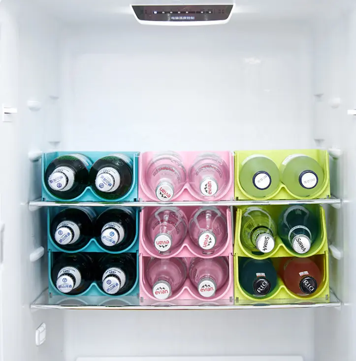 Plastic Refrigerator and Freezer Storage Organizer Bin Water Bottle and Drink Holder for Kitchen