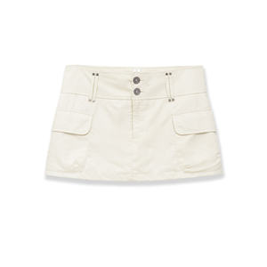 Women's Customizable <b>Mini</b> Skirt With Side Pockets Regular Waistline Woven Cotton Casual Fashion Style All Seasons - Product Image 1