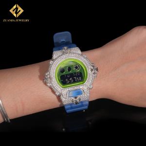 Vente flash, montre tendance avec lunette en moissanite VVS1, style hip-hop, bijoux sertis de diamants, couleur argent 925, moissanite avec certificat GRA - Product Image 2