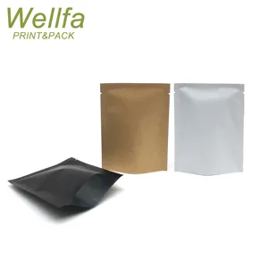 Özelleştirilmiş baskı ısı mühür biyobozunur Kraft kağıt 3 yan kese çay poşetleri kahve fermuarlı çanta örnek poşet ambalaj