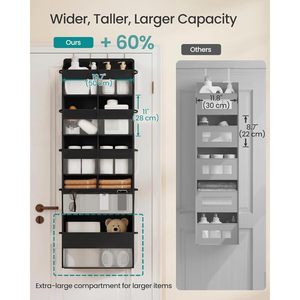 Over The Door Organizer 9 Compartment Hanging Storage <b>Shelf</b> Foldable Closet Organizer Heavy Duty 33x15x85cm - Product Image 6