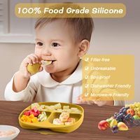 Assiette pour bébé en silicone de qualité alimentaire, 3 compartiments, plateau d'alimentation pour tout-petits, sans BPA, durable, facile à nettoyer, vaisselle
