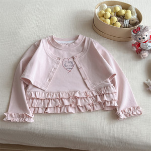 Child Star Circle Girls' Ruffle T-Shirt Long Sleeve Crew Neck Breathable Autumn Baby Tops - Product Image 2