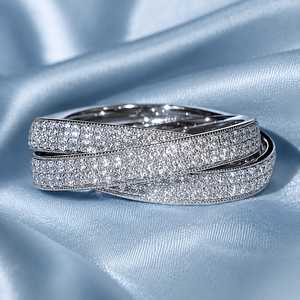 Anello a Corona Multistrato con Pavé per Donne, Elegante Gioiello da Dito per Feste - Product Image 2