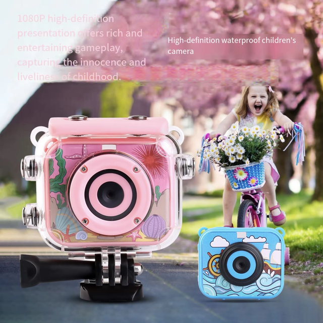 1080P Hd 30M Underwater Outdoor Waterproof Camera With Stand 2.0inch Digital Camera for Kids Cartoon Gift Christmas Gifts