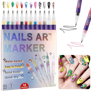 Lot <span class=keywords><strong>de</strong></span> 12 stylos <span class=keywords><strong>de</strong></span> nail art transfrontaliers pour <span class=keywords><strong>dessin</strong></span> graffiti, traçage, peinture à la main, stylos à pointe fine et détails - Product Image 1