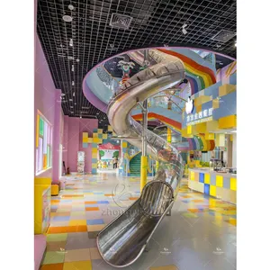 new design custom Amusement Park Plastic Stainless steel slide Kids Indoor Playground Equipment Slide sets for Sale