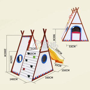 Moetry Kids Outdoor Play <span class=keywords><strong>Teepe</strong></span> Tent Maison de jeu en bois avec toboggan et mur d'escalade pour la garderie dans la cour - Product Image 5