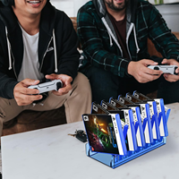 Support d'affichage de carte de jeu vidéo en acrylique bleu translucide sur mesure pour organisateur de stockage PS5 PS4 PS3