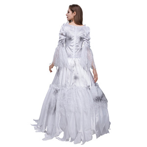 Robe longue rétro européenne et américaine à col carré en maille pour femme, costume de mariée fantôme pour Halloween, robe de performance - Product Image 3