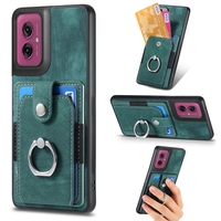 Casing Penyangga Cincin Elastis untuk Moto G35/G55/G Play 5G 2024, untuk Redmi 14C 4G Casing Dompet Kulit Retro