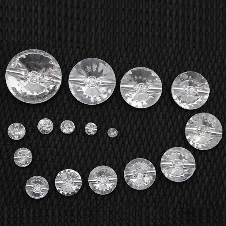 Tek delikli kristal düğmesi kanepe özel snap düğmesi tedarikçisi akrilik elmas dikiş kristal döşeme düğmeleri giysi için