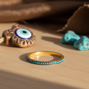 Pave Band <b>Turquoise</b> Stone <b>Ring</b> Row of <b>Turquoise</b> <b>Ring</b> Wholesale Turkish Handcrafted 925 Sterling Silver Jewelry - Product Image 3