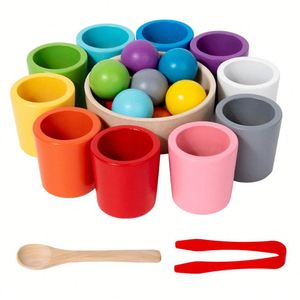 ของเล่นไม้เสริมพัฒนาการสำหรับเด็กเล็ก ฝึกการจับคู่สี ฝึกการจำแนกประเภท แบบมอนเตสซอรี่ ข้ามพรมแดน - Product Image 5