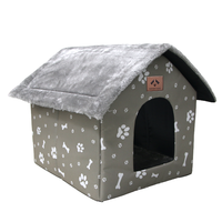 Opvouwbare Winter Warme Kat Huis Kleine Hond Bed Zwerfkatten Onderdak Gezellige Huisdier Grot Voor Buiten Binnen Met Afneembaar Zacht Kussen