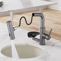 Robinet de cuisine moderne en acier inoxydable avec pulvérisateur extractible haute pression pour rinçage de verres, évier, lave-vaisselle et nettoyage de bouteilles