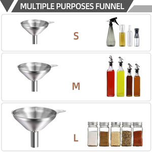 Corong dapur corong baja tahan karat ukuran sedang kecil untuk botol pengisi dengan sikat pembersih - Product Image 3