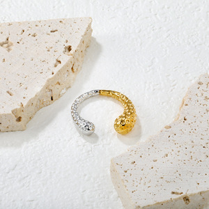 Geometric Two Tone Stainless Steel Open <b>Rings</b> 18k Gold Plated Unisex Fashion Jewelry Gift - Product Image 3