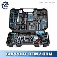 Boîte à outils en acier, ensemble de perceuses multifonctions, batterie au lithium, étui rigide, kit d'outils de quincaillerie domestique