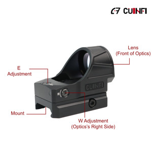 Cuinfi 1x26x22mm Viseur <span class=keywords><strong>point</strong></span> rouge à grande ouverture, lentille entièrement multicouche, étanche IPX7, autonomie de la batterie de 50000 heures, <span class=keywords><strong>point</strong></span> rouge ouvert - Product Image 4