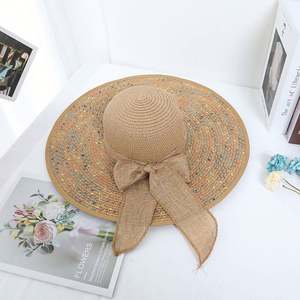 Sombrero de Paja para Mujer, de Ala Ancha, Colorido, Natural, con Parte Superior Plana, Tejido, para Playa, Venta al Por Mayor - Product Image 3